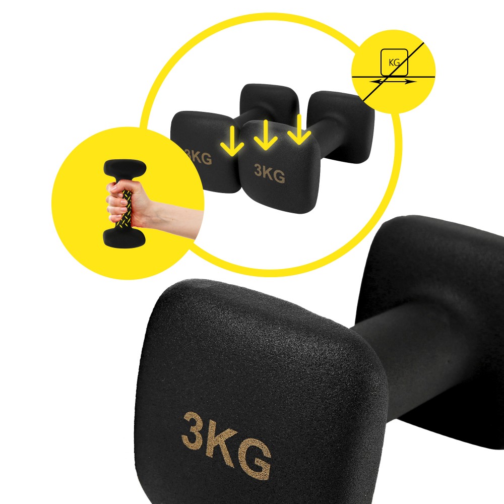 Виниловые гантели Cornix Square 2 x 3 кг XR-0408 Black