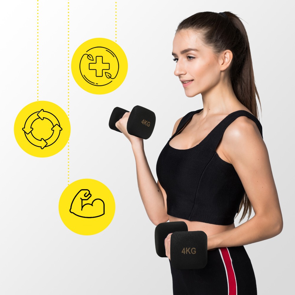 Виниловые гантели Cornix Square 2 x 4 кг XR-0409 Black