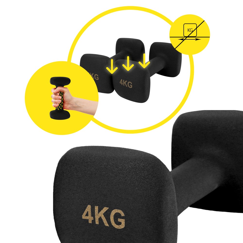 Виниловые гантели Cornix Square 2 x 4 кг XR-0409 Black