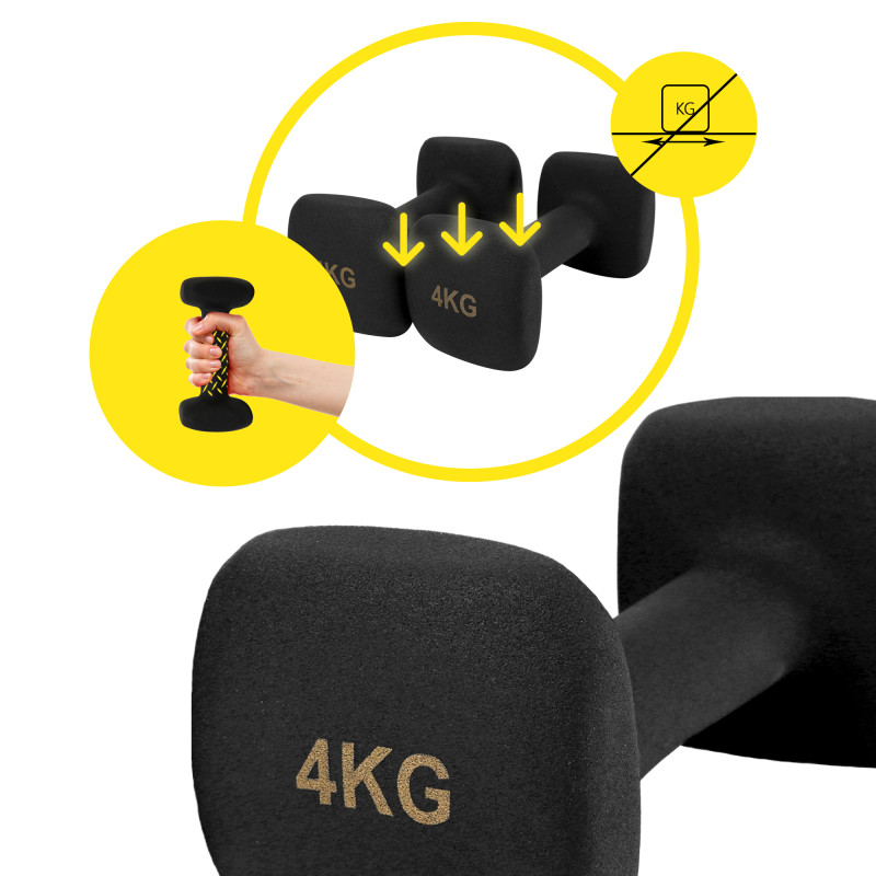 Гантелі вінілові Cornix Square 2 x 4 кг XR-0409 Black