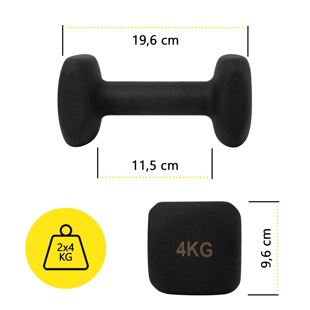 Виниловые гантели Cornix Square 2 x 4 кг XR-0409 Black