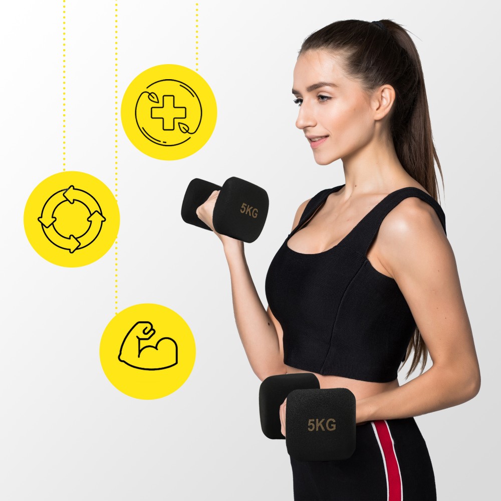 Виниловые гантели Cornix Square 2 x 5 кг XR-0410 Black