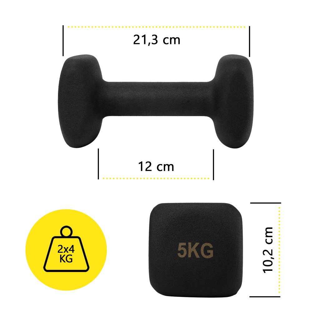 Виниловые гантели Cornix Square 2 x 5 кг XR-0410 Black