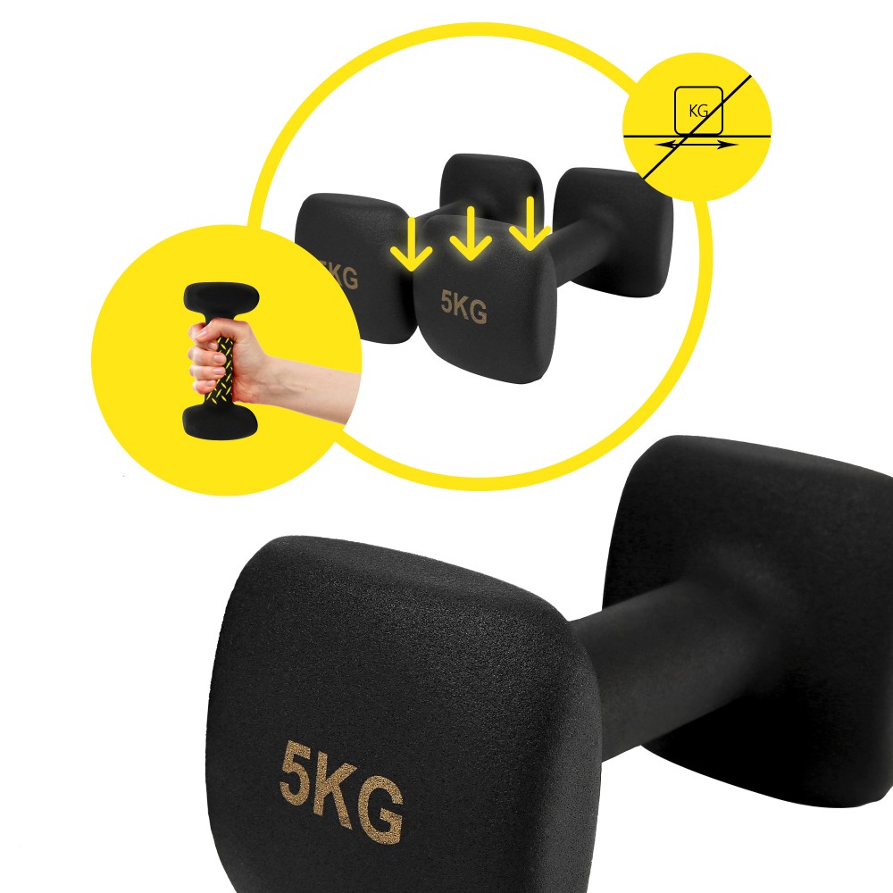 Виниловые гантели Cornix Square 2 x 5 кг XR-0410 Black