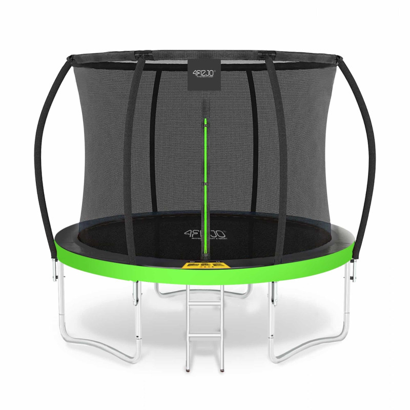 Батут 4FIZJO Pro 252 см Black/Green із внутрішньою сіткою та драбинкою