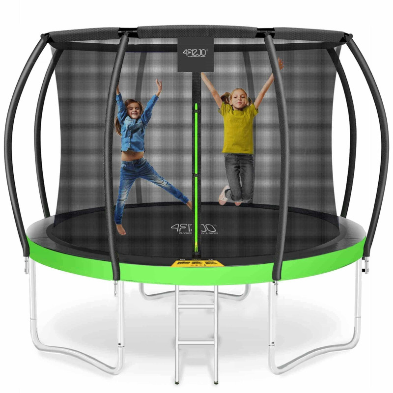 Батут 4FIZJO Pro 312 см Black/Green с внутренней сеткой и лестницей