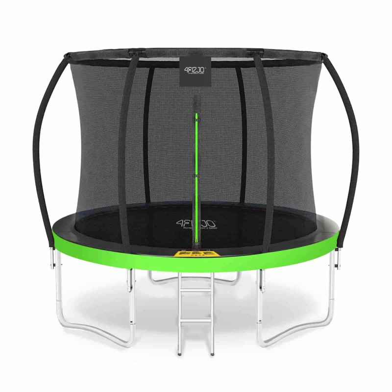 Батут 4FIZJO Pro 312 см Black/Green с внутренней сеткой и лестницей