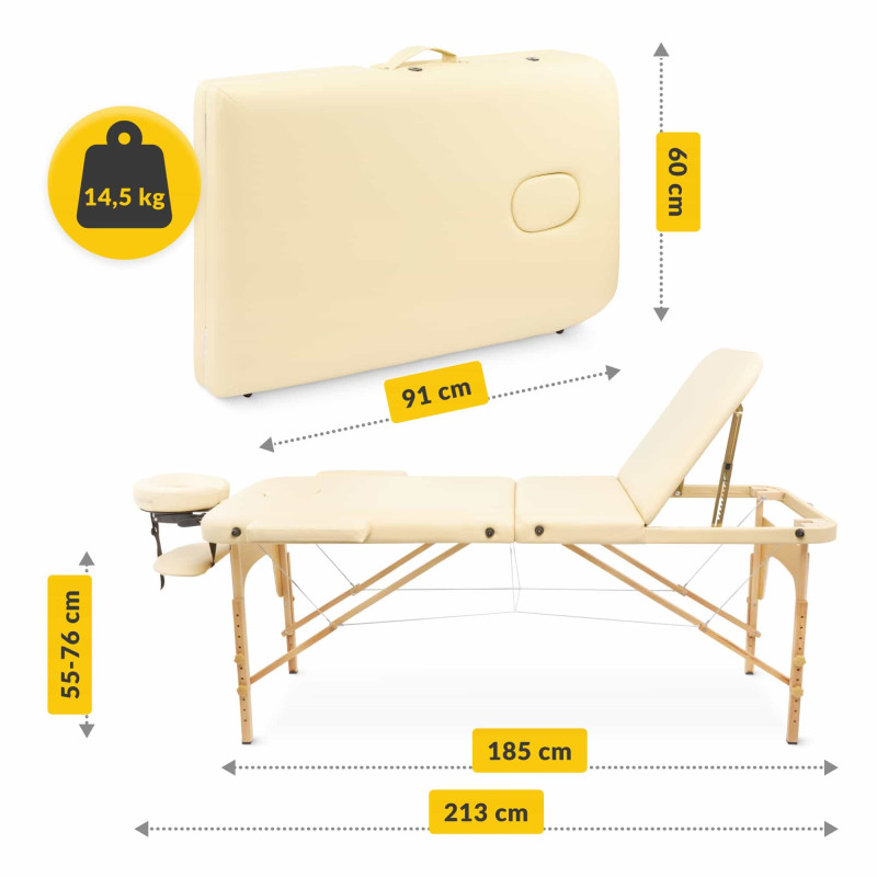 Массажный стол складной 4FIZJO Massage Table+ Wood W60 Beige (P-5907739318367)