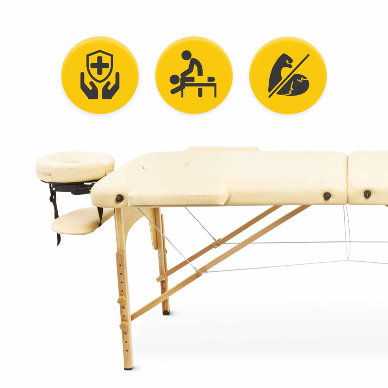 Массажный стол складной 4FIZJO Massage Table+ Wood W60 Beige (P-5907739318367)