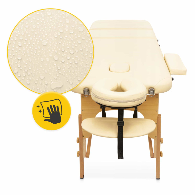 Массажный стол складной 4FIZJO Massage Table+ Wood W60 Beige (P-5907739318367)