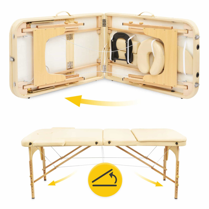 Массажный стол складной 4FIZJO Massage Table+ Wood W60 Beige (P-5907739318367)
