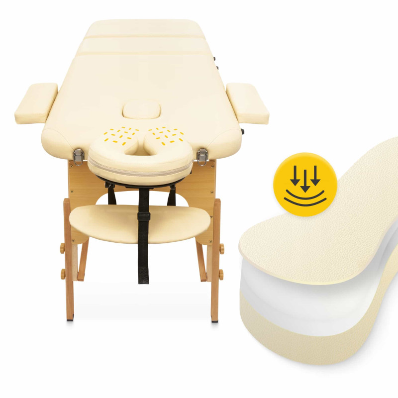 Массажный стол складной 4FIZJO Massage Table+ Wood W60 Beige (P-5907739318367)