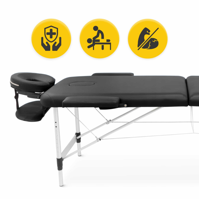 Массажный стол складной 4FIZJO Massage Table Alu W60 Black (P-5907739318374)