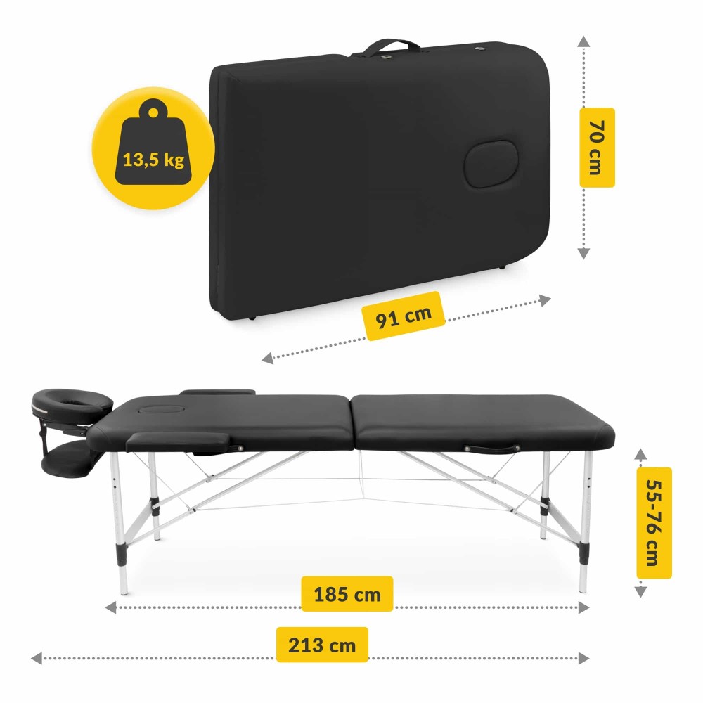 Массажный стол складной 4FIZJO Massage Table Alu W70 Black (P-5907739318398)