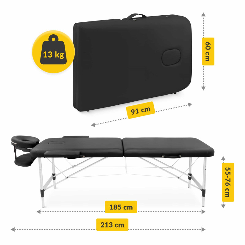 Массажный стол складной 4FIZJO Massage Table+ Alu W60 Black (P-5907739318381)