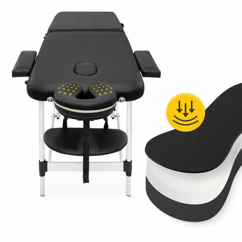 Массажный стол складной 4FIZJO Massage Table+ Alu W60 Black (P-5907739318381)