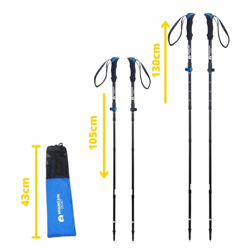 Трекінгові палиці Mountain Goat Pro+ 43-130 см Black/Blue