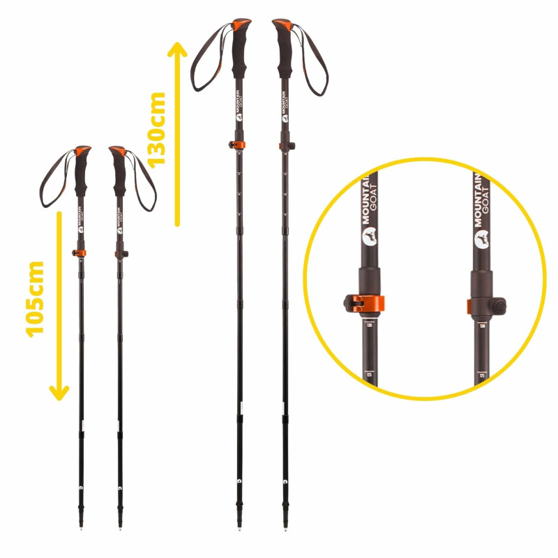 Трекінгові палиці Mountain Goat Pro+ 43-130 см Black/Orange
