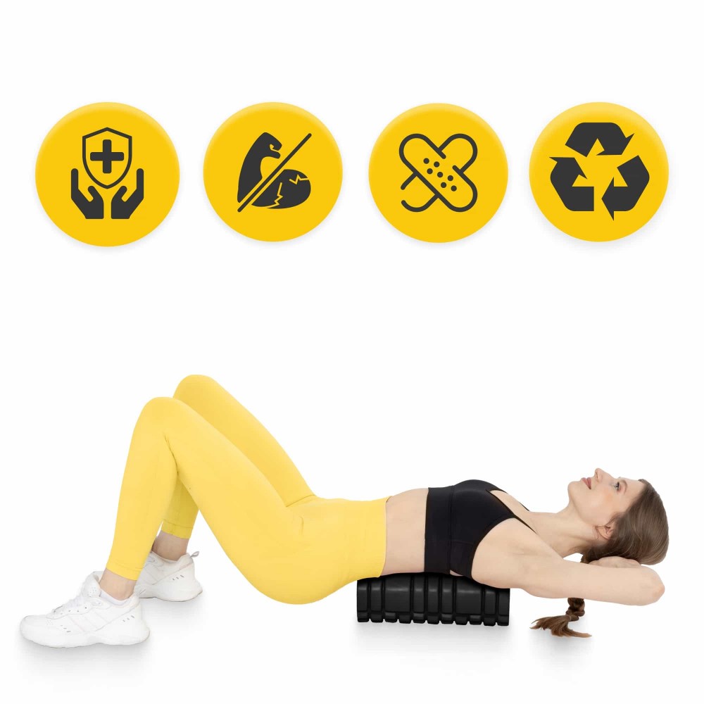 Массажный ролик 4FIZJO 33 x 14 см (валик, роллер) Black (P-5907222931004)