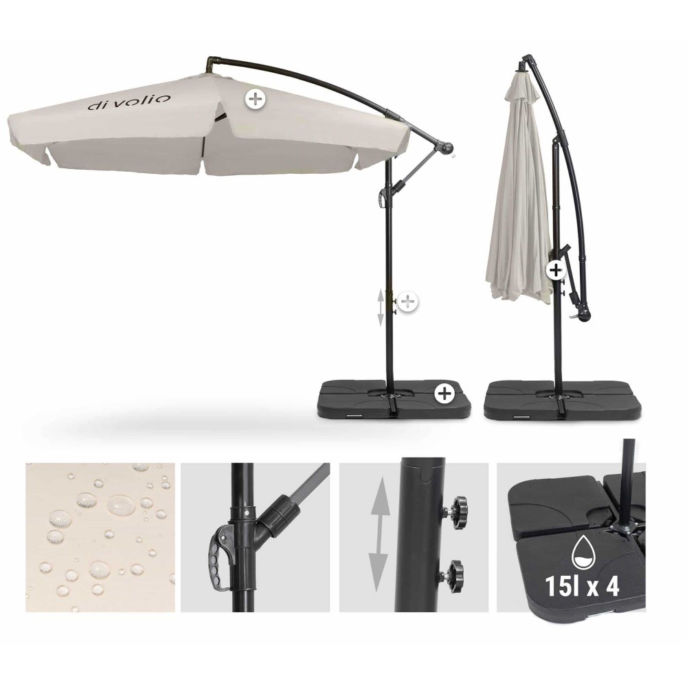 Парасолька садова з основою DiVolio EMPOLI 300 см кремова