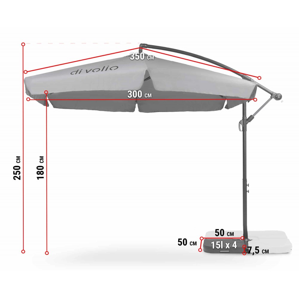 Парасолька садова з основою DiVolio EMPOLI 300 см кремова