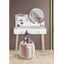 Туалетний столик Jumi Scandi на 2 шухляди з дзеркалом (шкіряні ручки) та LED підсвіткою білий