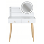 Туалетний столик Jumi Scandi на 2 шухляди з дзеркалом (шкіряні ручки) та LED підсвіткою білий