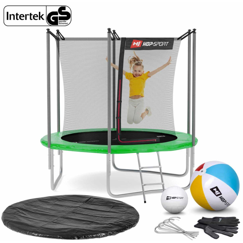 Батут Hop-Sport 8ft (244см) зеленый с внутренней сеткой