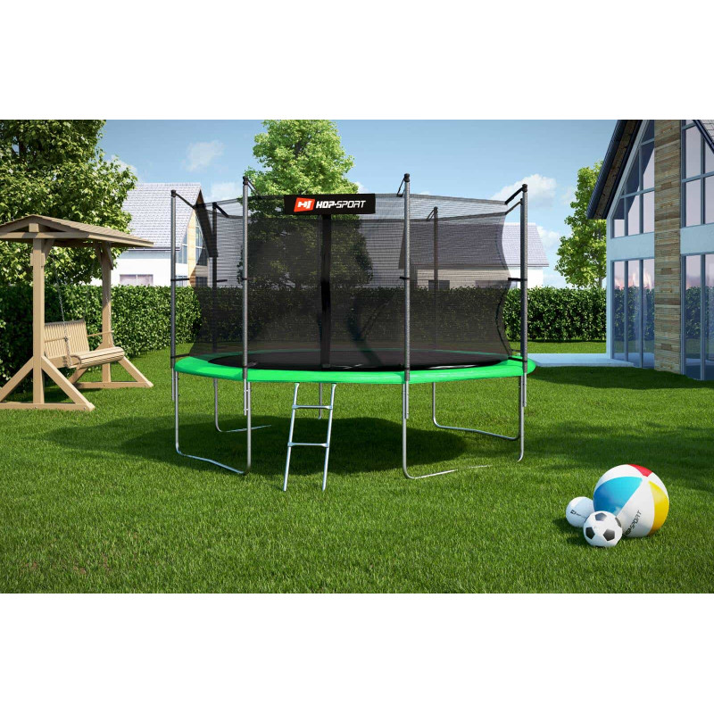 Батут Hop-Sport 12ft (366см) зеленый с внутренней сеткой