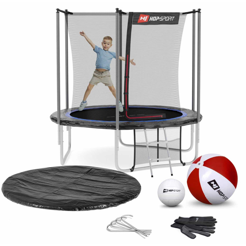 Батут Hop-Sport 8ft (244см) черно-синий с внутренней сеткой