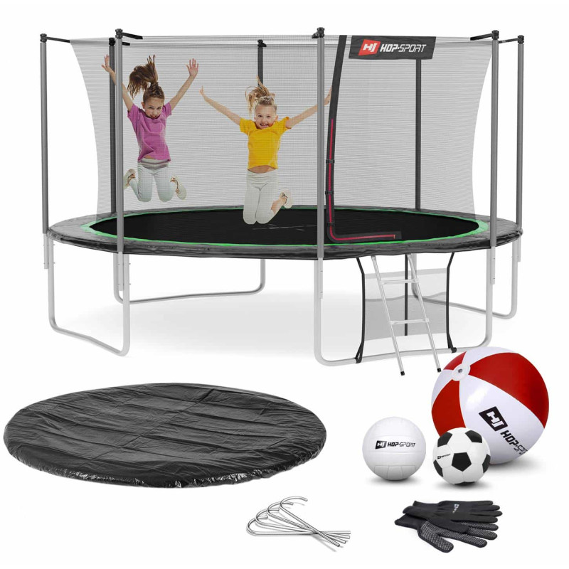 Батут Hop-Sport 14ft (427см) черно-зеленый с внутренней сеткой