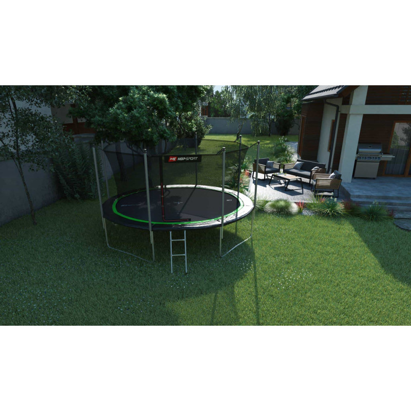 Батут Hop-Sport 14ft (427см) черно-зеленый с внутренней сеткой