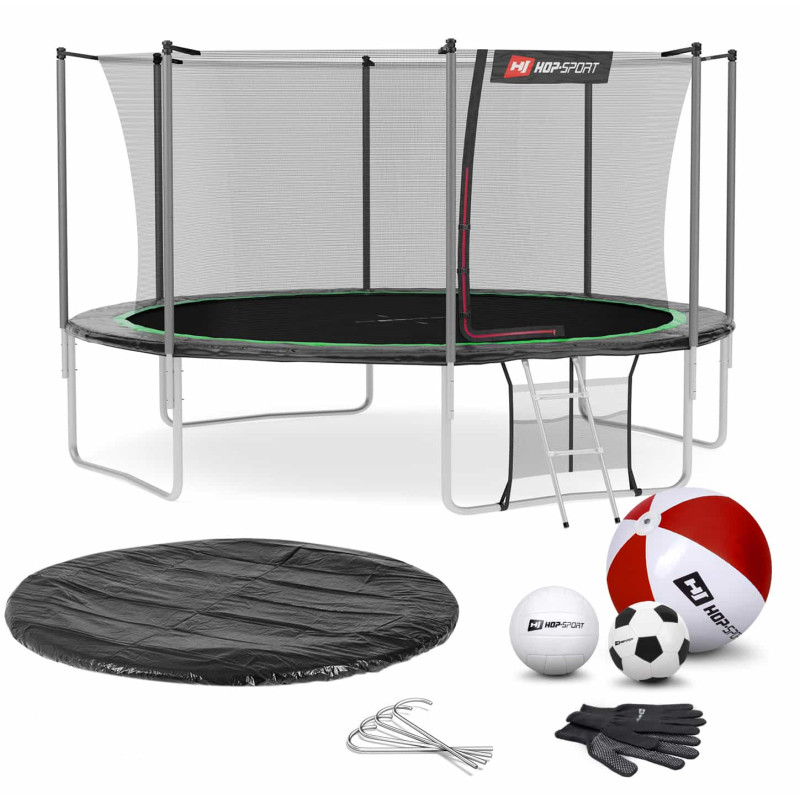 Батут Hop-Sport 14ft (427см) черно-зеленый с внутренней сеткой