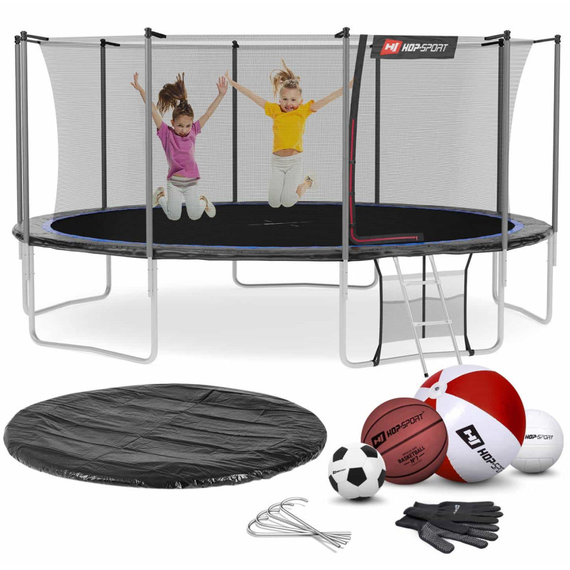 Батут Hop-Sport 16ft (488см) черно-синий с внутренней сеткой