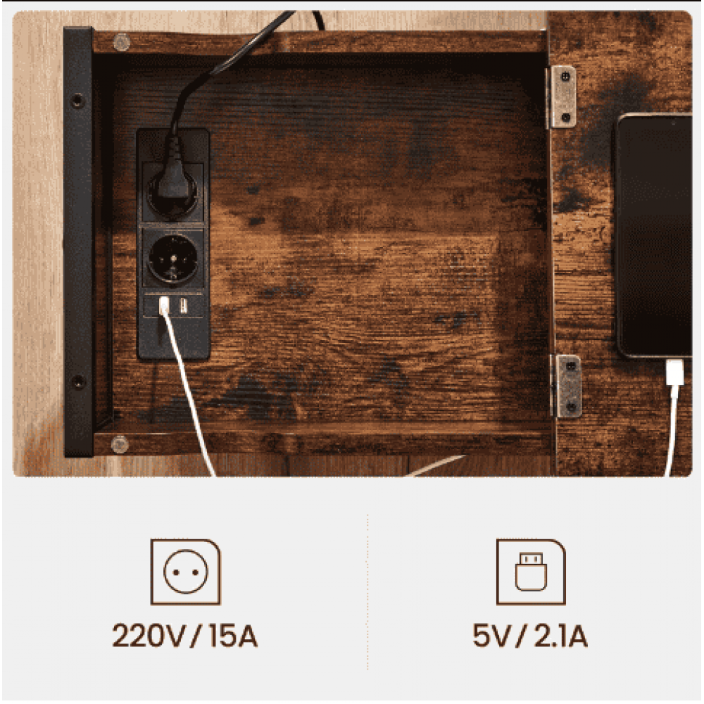 Журнальний столик Leobert Olmi USB вхід + розетка в стилі Loft