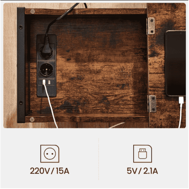 Журнальний столик Leobert Olmi USB вхід + розетка в стилі Loft
