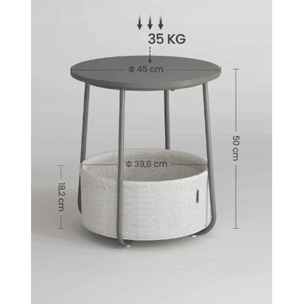 Журнальный столик Leobert Sharp с корзиной серый