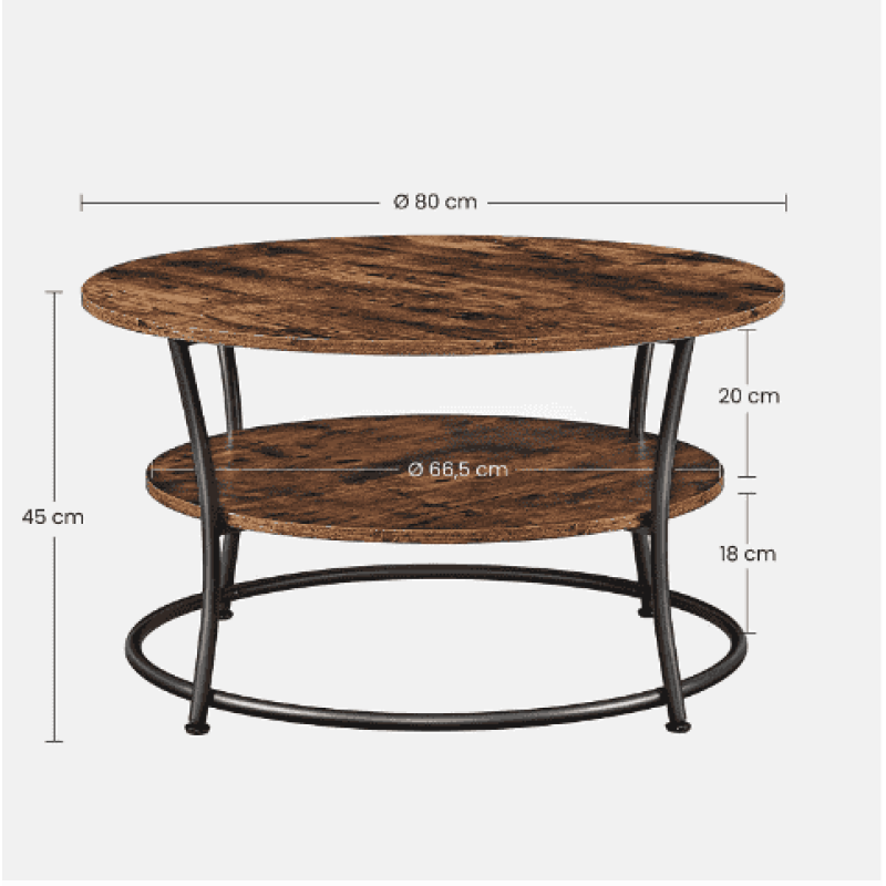 Журнальний столик Leobert Vasagle 80 x 80 x 45 см в стилі Loft