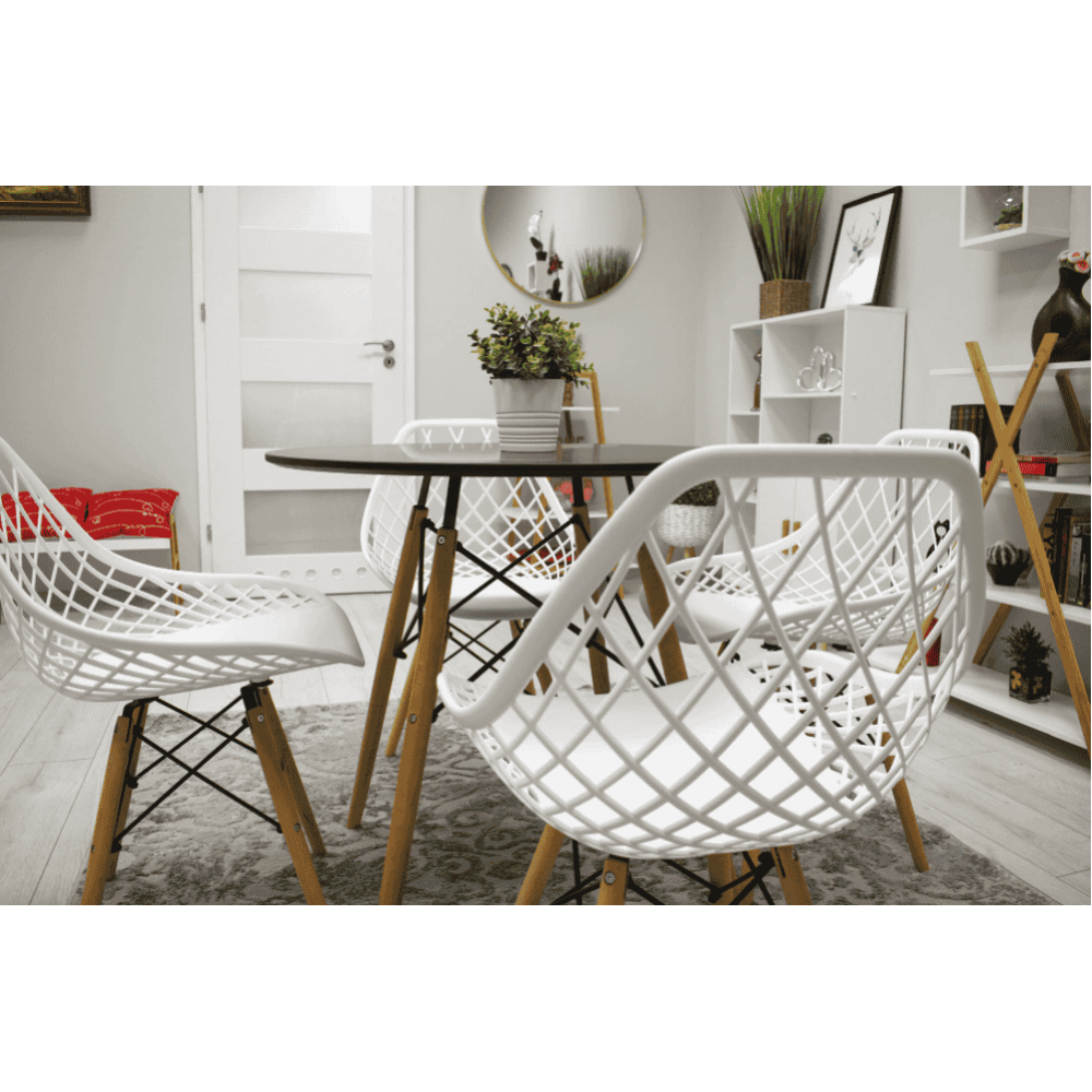 Стул Leobert Sakai с деревянными ножками ажурная спинка белый