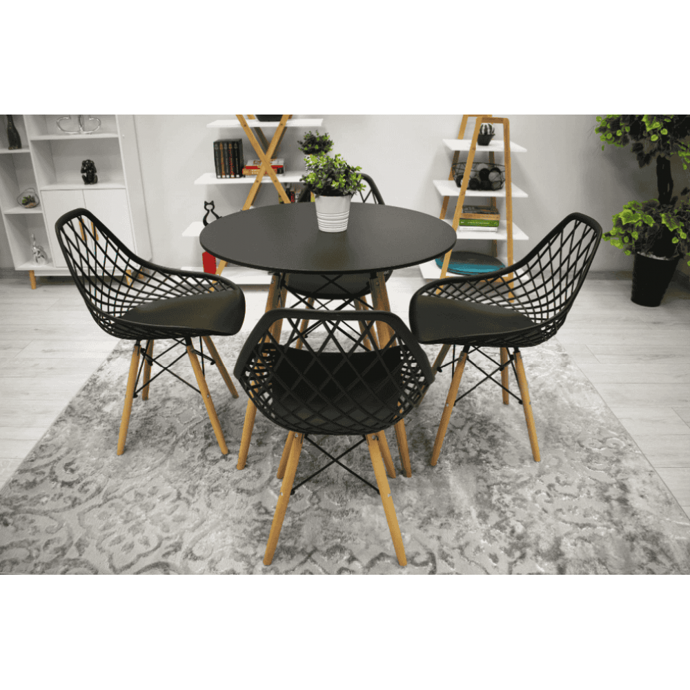 Стул Leobert Sakai с деревянными ножками ажурная спинка черный