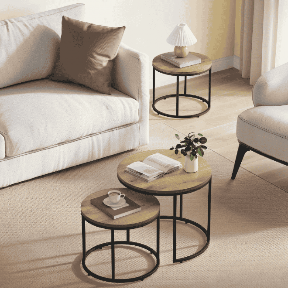 Комплект журнальних столиків Leobert Oreo круглі натуральний