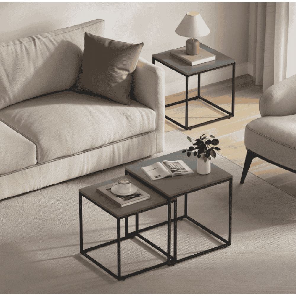 Комплект журнальных столиков Leobert Nika квадратный графитовый