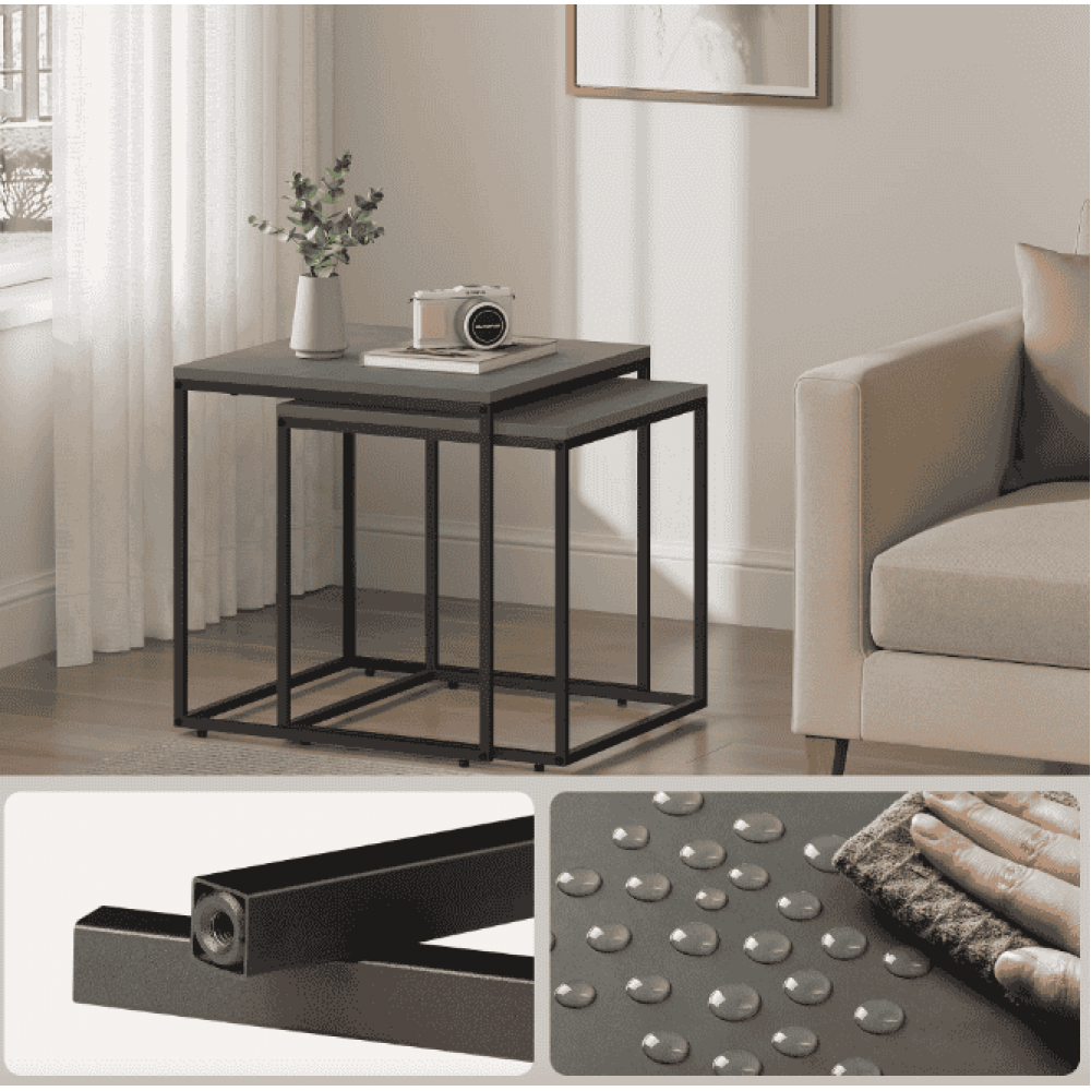 Комплект журнальных столиков Leobert Nika квадратный графитовый