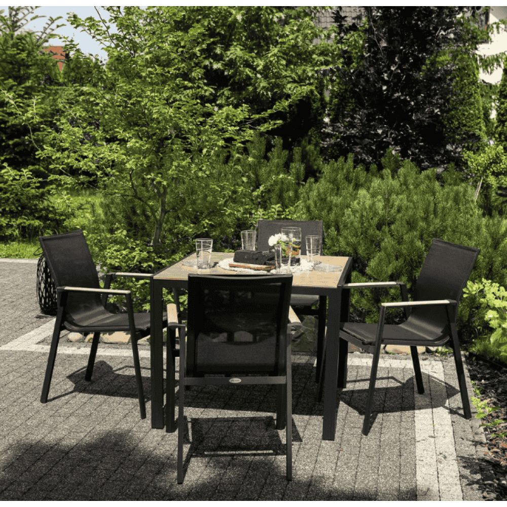 Комплект садовой мебели Di Volio Cremo 4+1 черный/бежевый