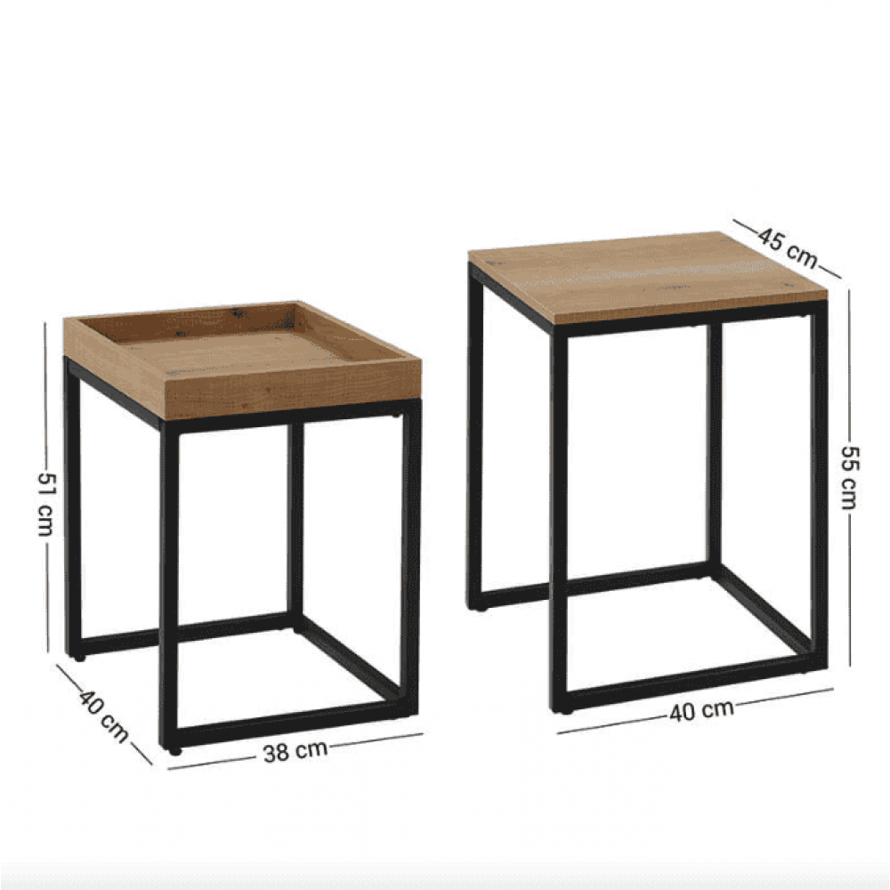 Комплект з 2 журнальних столиків Leobert Ascet у стилі Loft