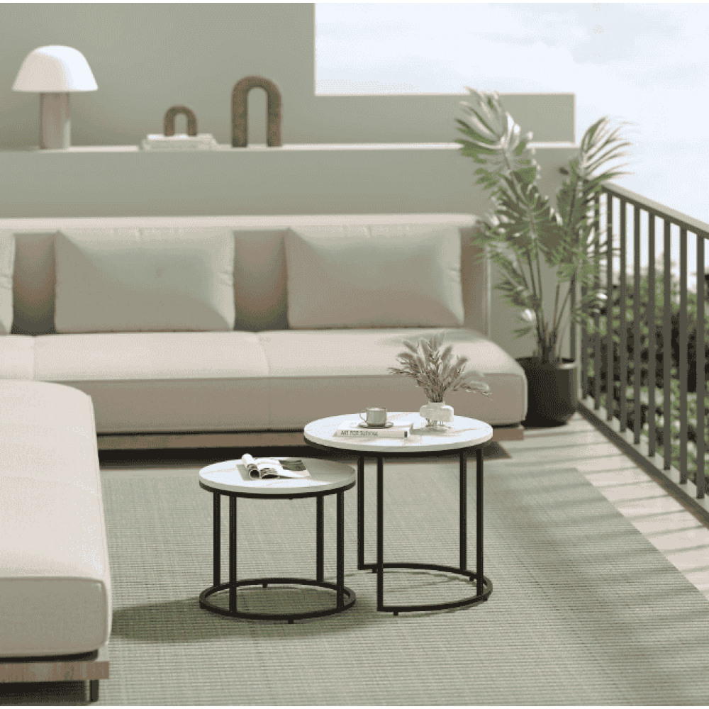 Комплект журнальных столиков Leobert Oreo круглый мраморный