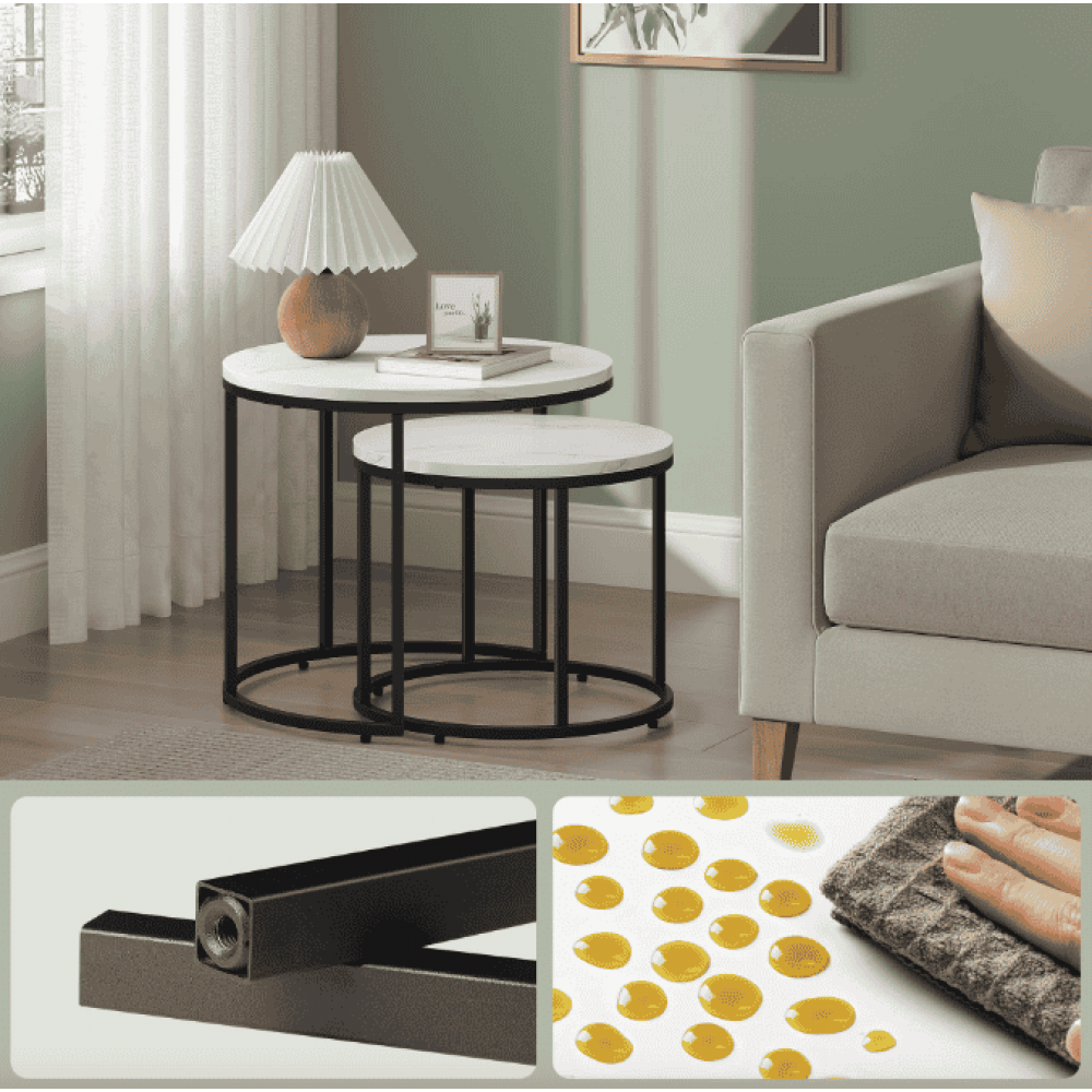 Комплект журнальных столиков Leobert Oreo круглый мраморный