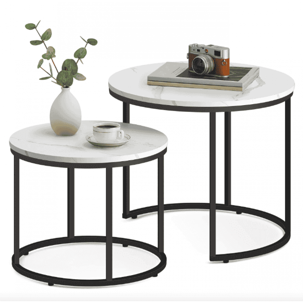 Комплект журнальных столиков Leobert Oreo круглый мраморный