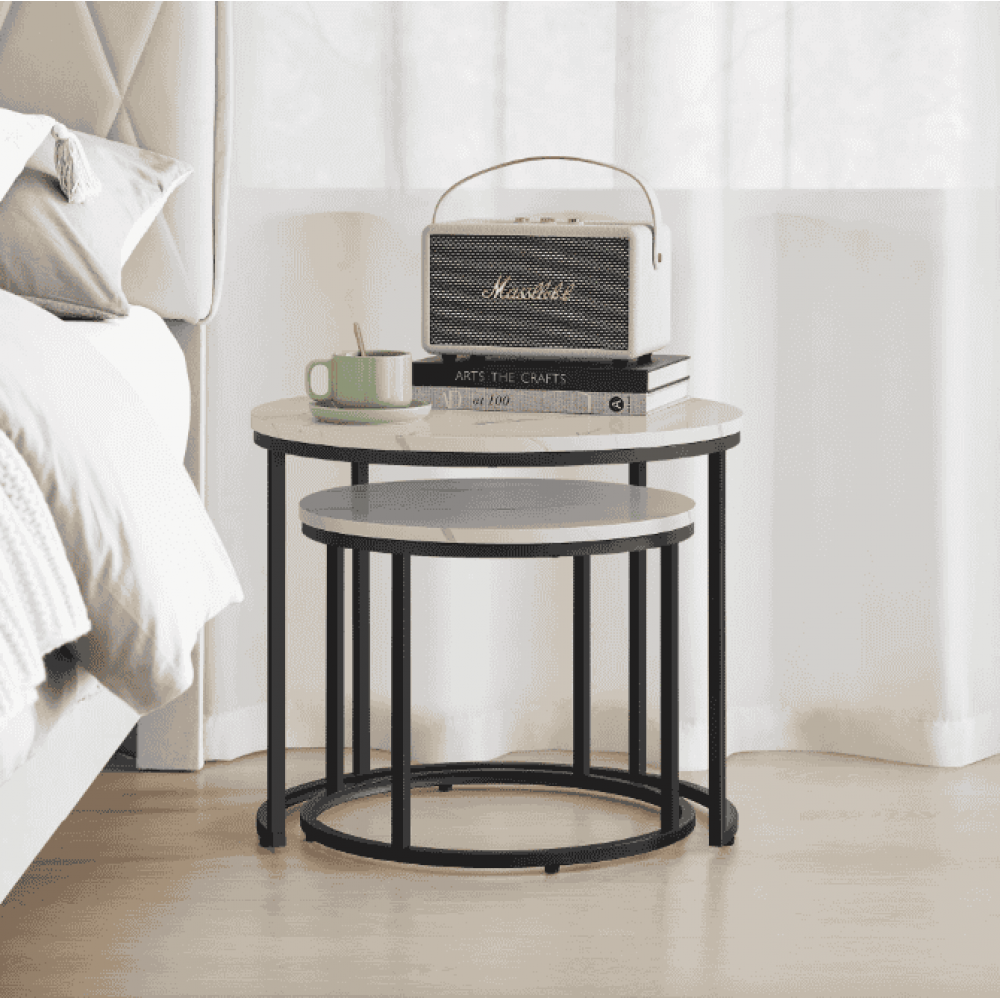 Комплект журнальных столиков Leobert Oreo круглый мраморный