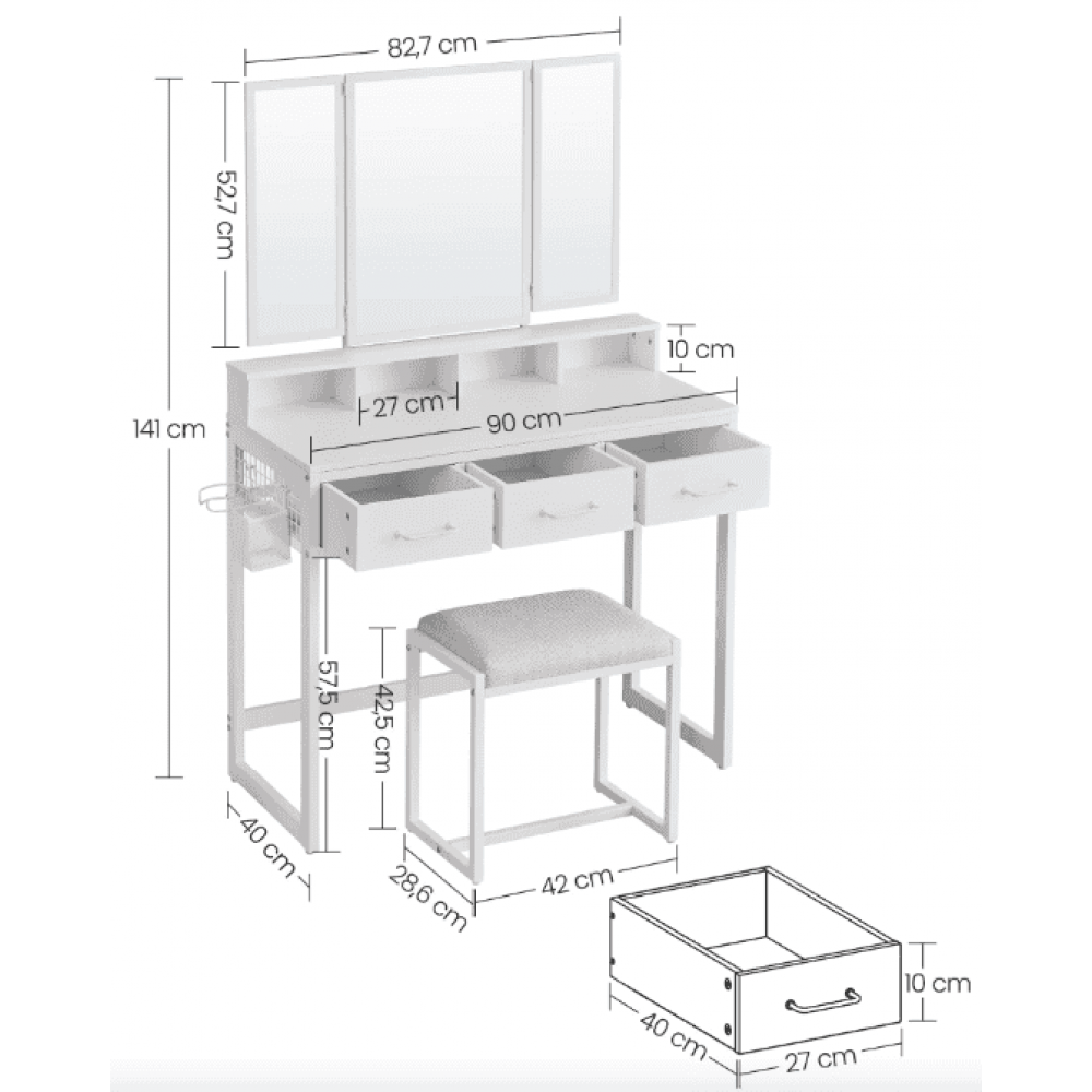 Туалетный столик Leobert Vicco трюмо с пуфом белый